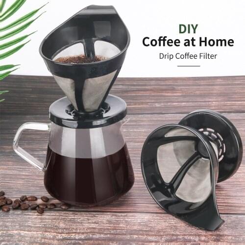 Reusable Coffee Filter Hand Drip Cone Holder Mesh Funnel Stainless Steel Coffee Filters Dripper For Home Office Travel