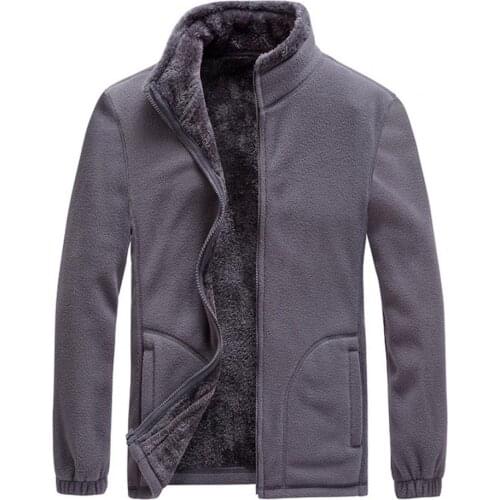 Autumn Winter Coat Men Plush Jackets Long Sleeve Stand Collar Zipper Jacket Coat Mens Warm Fleece Jacket Outerwear veste homme