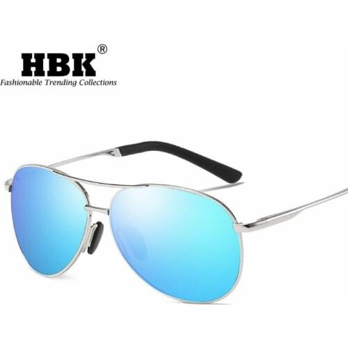HBK New Fashion Polarized Sunglasses Mens Driving Eye Glasses Blue Round Lens Night Vision High Quality Eyewear UV400