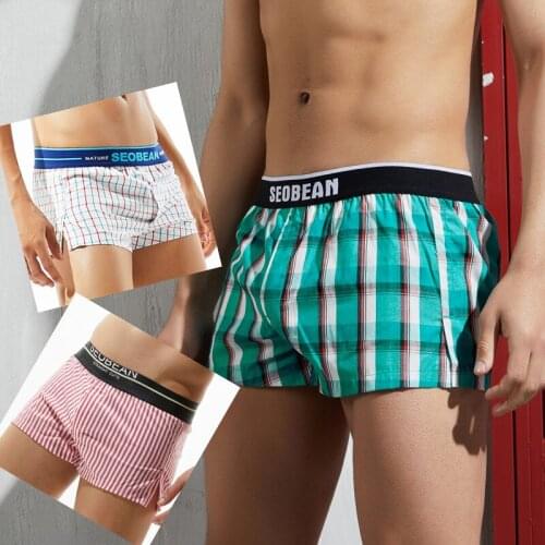 Richkeda Store New 2021 Classic Sexy Plaid Men Boxer Shorts Mens Underwear U Convex Pouch Panties Underpants Boxers For Male