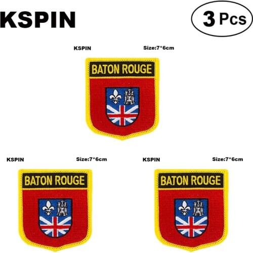 Baton Rouge Flag Embroidery Patches Iron on Saw on Transfer patches Sewing Applications for Clothes in Home&Garden