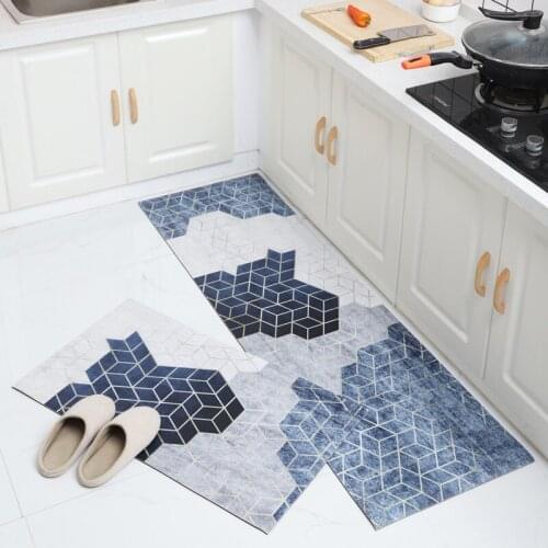 Non-slip Oil Proof Waterproof PVC Kitchen Carpet For Living Room Modern Kitchen Mat Bathroom Bedroom Nordic Rug Leather PU Style