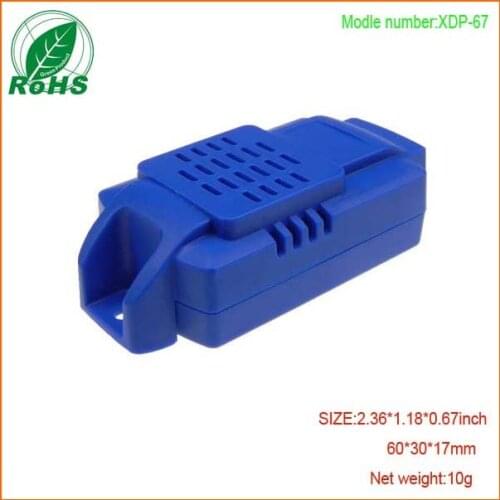 DIY electronics plastic pcb box 60*30*18mm small enclosures temperature and humidity sensor shell case control box blue color