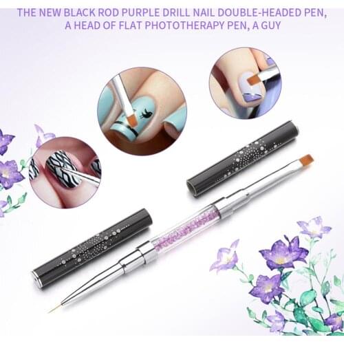 Professional Practical Nail Pen Double Head Nail Art Gel Polish Brush Flat Head UV Pen Drawing Painting Liner Nail Art Tools