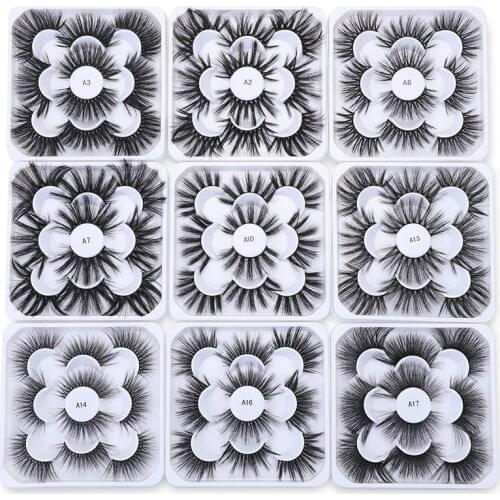 5Pairs 100% Mink Hair Lashes Wholesale Makeup Eyelashes Wispy Dramatic Fluffy Eyelash 25MM Natural Volume Beauty Fake Lashes