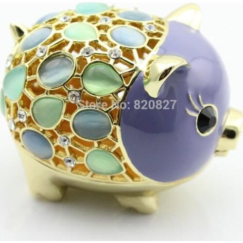 Lovely Newest Hot Cute Pig Cosmetic Box Jewelry Trinket Gift Storage Box Accessories Box Ornaments Box, Blue, 7.8*5.5*5.3 CM