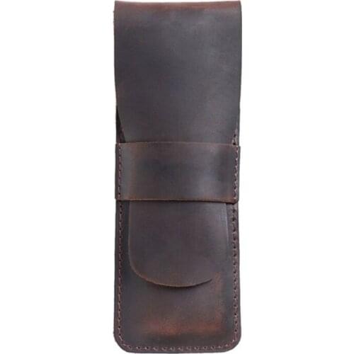 Handmade Leather Pencil Storage Bag Cowhide Fountain Pen Case Holder Vintage Retro Accessories for Travel Journal