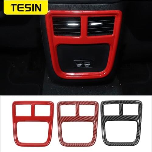 TESIN Car Rear Air Conditioning Vent Outlet Decoration Cover Sticker Accessories for Dodge Charger 2011+ for Chrysler 300C 2011