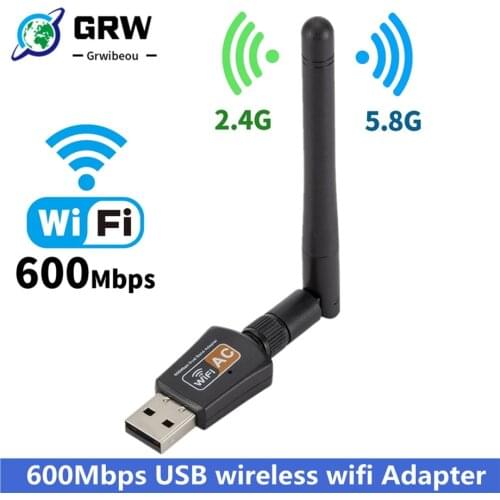GRWIBEOU USB Wifi Adapter 5.0GHz+2.4GHz Wifi Receiver High Speed 600Mbps Wifi Antenna Wireless PC Network Card 802.11ac