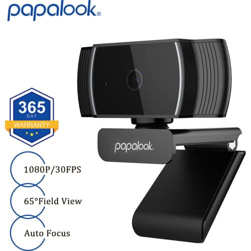 PAPALOOK 1080p Webcam with Stereo Microphones, AutoFocus FHD 30FPS USB Web Camera, for Streaming Online Class Laptop Computer
