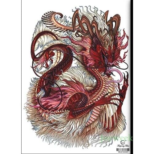 Waterproof Temporary Tattoo Sticker China myth red dragon large whole back tatto stickers flash tatoo fake tattoos for men women