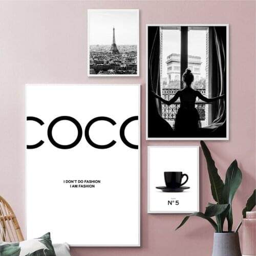 Woman Picture Fashion Coco Quotes Girl Wall Art Nordic Posters and Prints Canvas Painting for Living Room Modern Home Decor