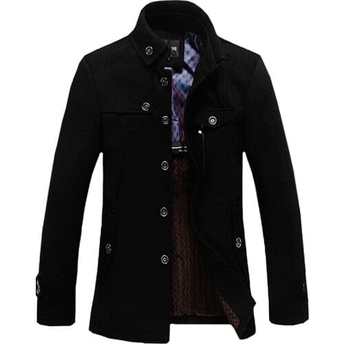 Winter Wool Jacket Men Casual Thicken Stand Collar Coats Casaco Masculino Palto Mens Windbreaker Overcoats Woolen Trench Coat