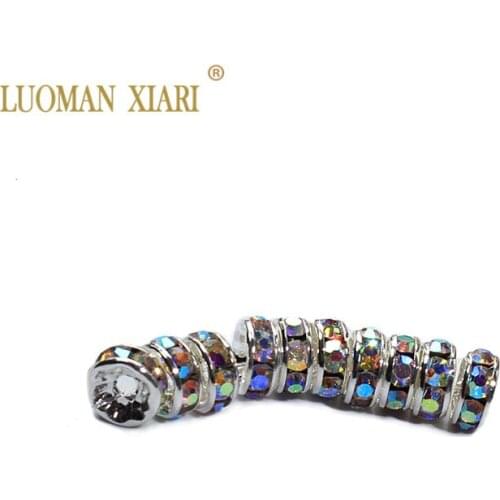 Wholesale AB Color Shining 100 Pcs 8 mm Copper Top Quality Rondelles Spacers Rhinestone Beads DIY Beads For Jewelry Making DIY