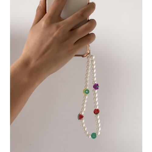 2021 Pearl Beads Mobile Phone Lanyard Boho Ornament Phone Straps Bead Hanging Chain Neck Accessory Mobile Phone Accessory