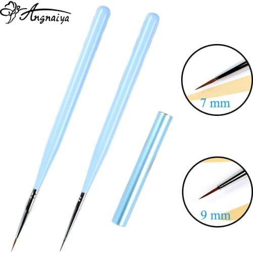 ANGNYA 7/9mm Nail Art Drawing Thick Line Pen Pro Painting Drawing UV Gel Liner Pen Wooden Hand Kolinsky Hair Nail Salon Tools