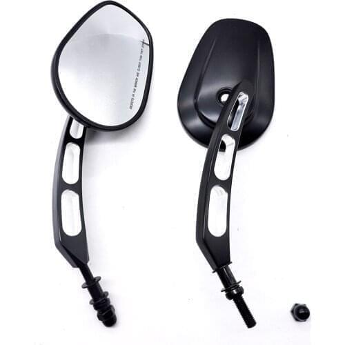 Black 8mm Aluminum Motorcycle Rearview Side Mirror For Harley Touring Road King 883 1200 48