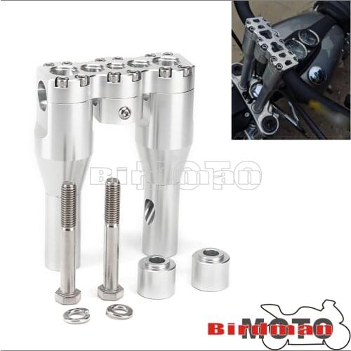 CNC Aluminum Sliver Black 8" 10" Handlebar Riser Kit Club Upright Modular Risers Bar Mount Clamp for Harley Dyna Sportster FXR