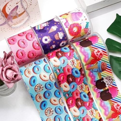 DIY Cartoon Dessert Printed Grosgrain Ribbon For Craft Supplies Sewing Accessories 5 Yards. 34621