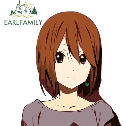 EARLFAMILY 13cm x 11.4cm for K-ON Yui Hirasawa Car Stickers Sunscreen Waterproof Decals Anime Motorcycle Surfboard Decoration
