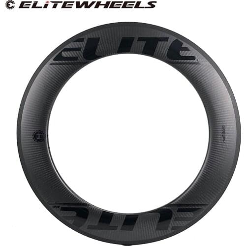 ELITEWHEELS 700c Aero Carbon Rims 88mm Tubeless Clincher Tubular 3K Twill Finish Basalt Brake Surface 25mm Width Bicycle Wheels
