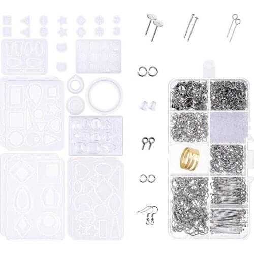 Resin Molds for Jewelry,Earring Making Kit with Earring Epoxy Molds and Earring Hooks, Jump Rings for Resin Jewelry