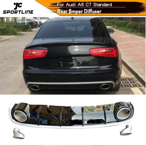 Gloss Black Car Rear Bumper Diffuser Lip Spoiler for Audi A6 C7 Standard Sedan 4 Door 2012 - 2016 Rear Bumper Spoiler Non S6 RS6