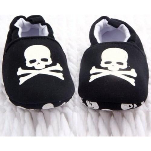 Hot Sale Prewalker Infant Baby Unisex Skull/Pirate Print Cotton Soft Bottom Shoes