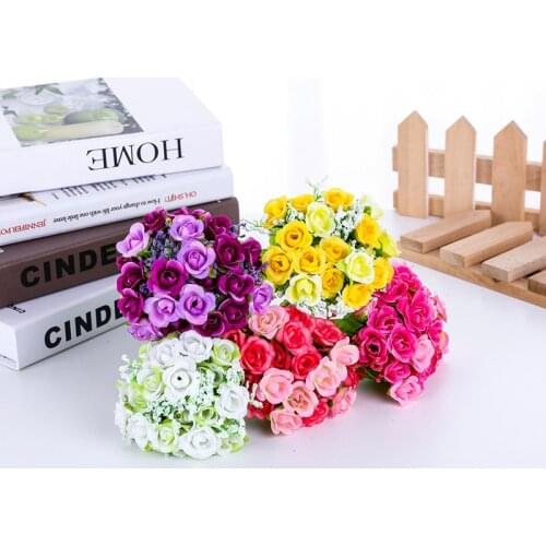 21 Head 7 Branch European Artificial Silk Tea Rose Flowers Peony Bouquet For Home Wedding Decoration Fake Flower