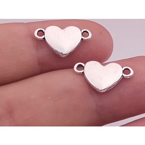 JINDINSP 20pcs 17*10mm Antique Silver Heart Connector Charms For Jewelry Making DIY Jewelry Findings Designer charms