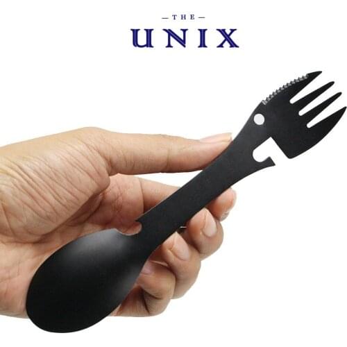 Camping Fork Spoon Multi-function Stainless Steel Cutlery 2 in 1 Spoon Fork Outdoor Cooking Camping Equipment Hiking Cooking