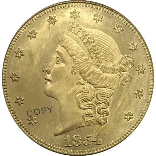 S 1854 United States 20 Dollars Liberty Head Double Eagle gold coin Brass Collectibles Copy Coin