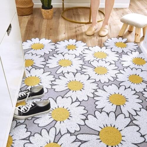 Carpet Door Mat Entrance Rubbing Anti-slip Small daisies PVC Silk Irregular Shape Rug Nordic Mat washable Carpet indoor Kitchen