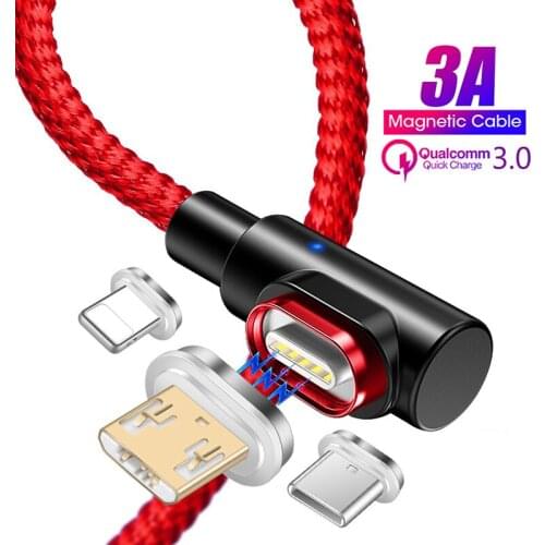 3A Magnetic Cable Micro USB Type C Quick Charge 3.0 Charger Wire USB C Charging Cable For iPhone Xiaomi Huawei Magnet Phone Cord