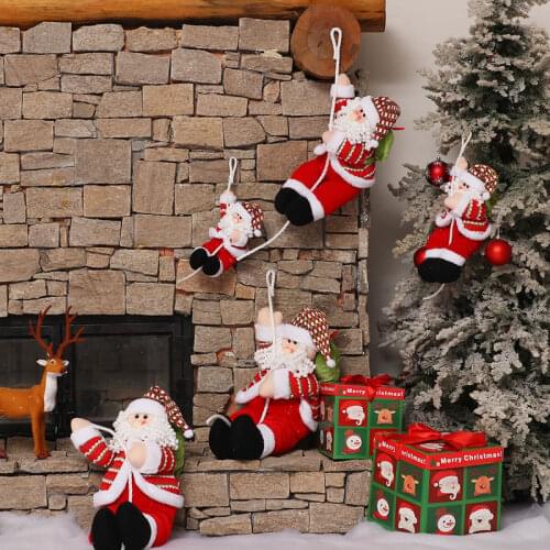 Cute Elf Santa Claus, Christmas Ornaments, Santa Claus Climbing Rope Doll, Hanging Christmas Tree Festive Decoration Pendant