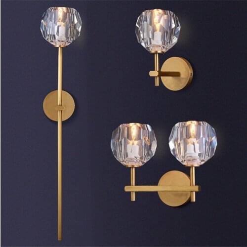Nordic Minimalist Crystal Wall Lamp Bathroom Study Foyer Corridor Wall Light Hotel Aisle Bedroom Bedside Wall Light