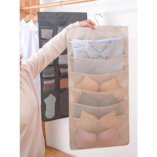 Multifunction Folding Clothing Storage Bag Clear Hanging Organizer Storage Underwear Hanger For Wardrobe Bag Bra Socks Rack New
