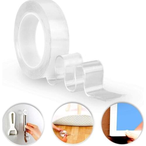 1/2/3/5m Reusable Double-Sided Adhesive Nano Magic Tape Waterproof Removable Traceless 1mm Sticker Washable Adhesive for DIY