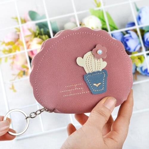 Fashion Women Wallets Lady Moneybags Keychain Coin Purse Woman Mini Wallet ID Cards Holder Round Zipper Purses New Moeny Bags