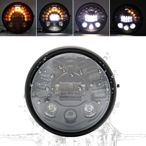 7 Inch Motorcycle Led Headlight for Sportster Cafe Racer Bobber Honda CB400 7.5" Round housing Head Light Universal