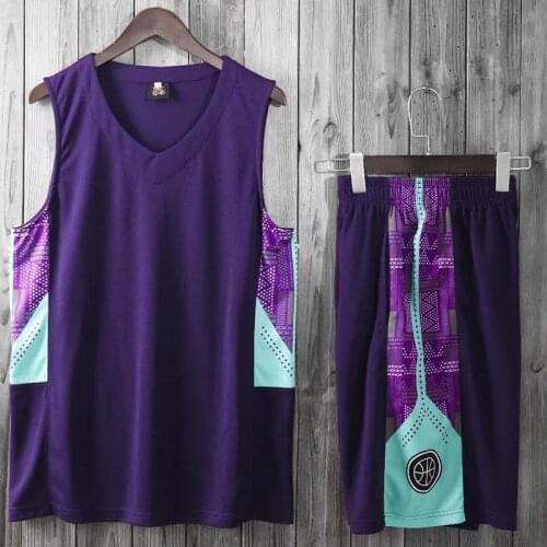 High Quality Men Basketball Jersey Sets Uniforms kits Cheap college Basketball tracksuits blank basketball training jersey set