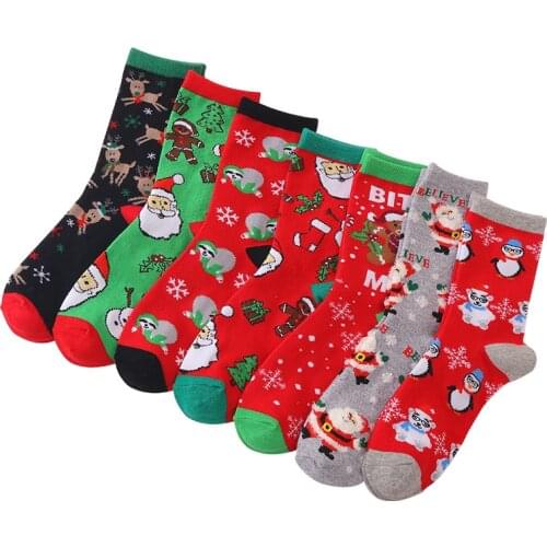 Christmas Socks Women Funny Santa Claus Christmas Tree Snow Elk Cotton Socks Men New Year Christmas ornaments Socks for Girls