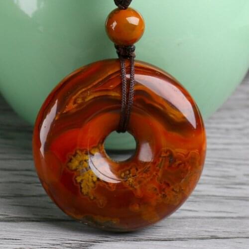 Natural A Jade red Agate jade pendant hand-carved red pendant necklace lucky stone best gift 30mm