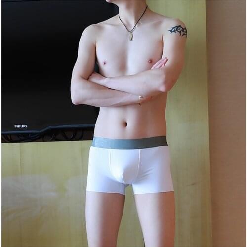 New Summer Ice Silk Men Underwear Seamless Translucent Boxer Short Ultra Thin Breathable Comfortable Pantie Underpants