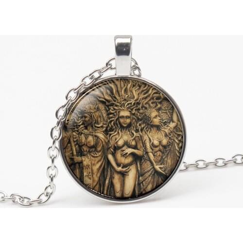 NEW Vintage Statue of Triple Moon Goddess Necklace Tree of Life Witchcraft Pentagram Magic Pendant Amulet Female Gift necklace