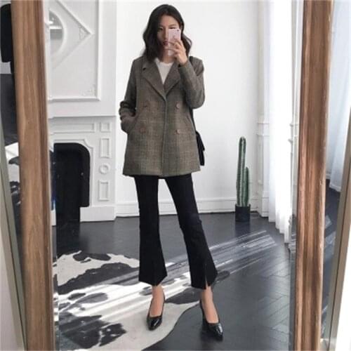 New Plaid Blazers Women Ladies Long Sleeve Work Wear Blazer Casual Female Outerwear Plaid Blazers Jackets Suit women