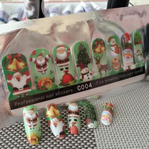 Wholesale 100pcs New Health Christmas Nail Decal Glossy Xmas Nail Art Sticker Self-adhesive Manicure Post Tip Decoration Foil