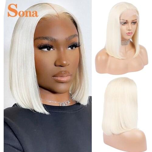 Platinum White Wig Short Human Hair Bob Lace Front Wig 13X4 Colored #60 Ash Blonde Hd Transparent Lace Frontal Wigs