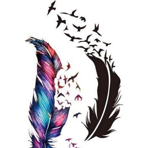 Feather Temporary Tattoos Waterproof Women Tattoo Sticker Fashion Fake Body Art Men 10.5X6cm Kids Adult Hand Tatoo