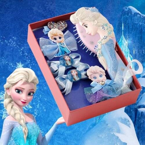 Disney characters ice snow series Princess Elsa original make-up toy comb hairpin rubber band box Girl Christmas gift